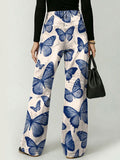 Elegant Butterfly Decorative Pattern Women's Cotton Denim Pants