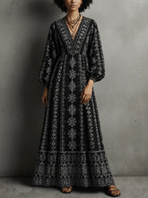 Women's Bohemian-print Casual V-neck Maxi Dress