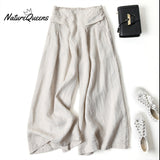 Cotton linen loose semi-elastic cropped pants
