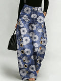 Elegant Floral Decorative Patterns Women's Denim Pants
