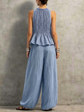 Women's Art Ruffle Stylish Casual Top And Pants Cotton Linen Two-piece Set