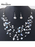 Bohemian Crystal Layered Necklace and Earrings Set