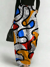 Women's Retro Geometric Color-blocking Patterns Printed Stylish Cutout Casual Denim Jeans