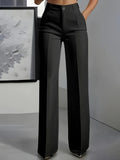 Women's High-waisted Elastic Straight-leg Suit Pants