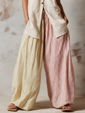 Women's Solid Color Art Stylish Casual Top And Pants Cotton Linen Two-Piece Set