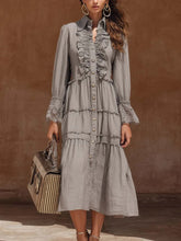 Stylish Ruffled Linen And Cotton Dress