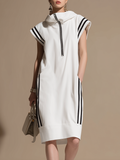 Retro Sporty Color-blocked Striped Sleeveless Midi Dress