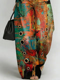 Women's Vintage Print Casual Fashion Cutout Jeans