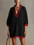 Loose-fit Casual Linen And Cotton Dress