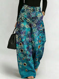 Women's Retro Pattern Printed Stylish Cutout Casual Denim Jeans