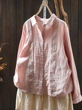 Women Spring Artsy Lace Spliced 100%Cotton Shirt