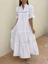 Women's Dress With Puff Sleeves And Hollow-out Decoration