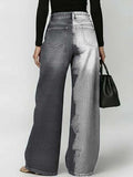 Women's Retro Art Print Casual Stylish Hollow Denim Pants