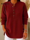 Women's Solid Color Crew Neck Long Sleeve Casual Loose Knit Pullover