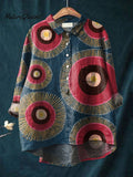 Women'sBOHO Art Print Casual Cotton And Linen Shirt