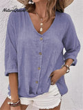 Casual V-neck Pullover Short-sleeved Blouse