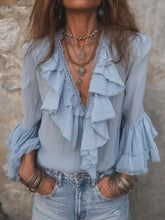 Women's Ruffle-trim V-neck Top