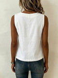 Women's V-neck Sleeveless Cotton-linen Top