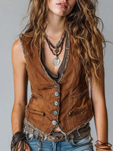 Women's V-neck Sleeveless Casual Loose-fit Vest Top