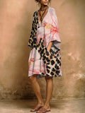 Women's Leopard Print V-neck Pocket Dress