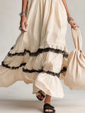 Women's Halter-neck V-neck Long Dress With Lace Splicing