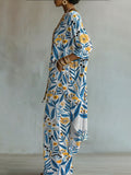 Elegant Artistic Floral Print Two-piece Set