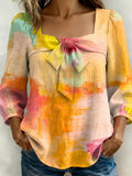 Women's Gradient Art Print Casual Stylish Cotton Shirt
