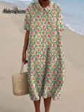 Women's Vintage Floral Art Print Casual Flowy Dress