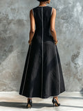 Women's Round-neck Sleeveless Loose-fit Casual Cotton-linen Dress