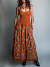 Bohemian Polka-dot Halter Linen And Cotton Dress