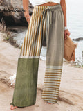 Women's Abstract Pattern Art Printed Cotton And Linen Casual Pants