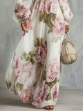 Women's Fashion Floral Art Print Casual Stylish Comfortable Long Dress