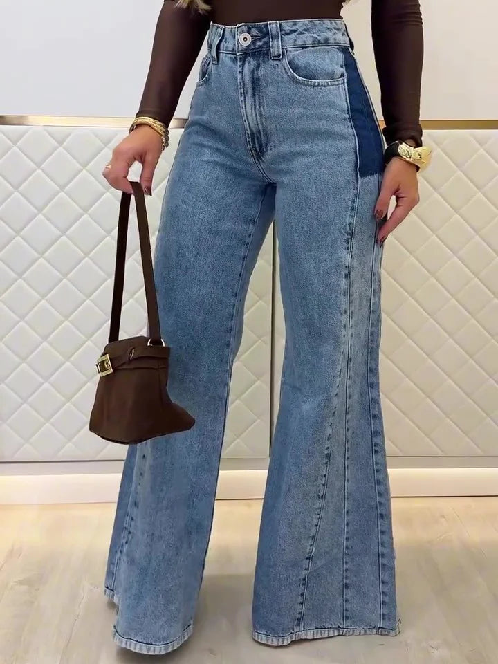 Stylish Light Blue High-Waisted Flared Jeans for a Chic Look