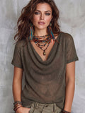 Boho Sexy Cowl-neck Cutout Off-shoulder Knit Top