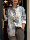 Women's Colorful Flowers Print Shirt