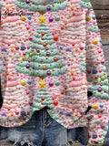 Christmas TreeArt Print Knit Pullover Sweater