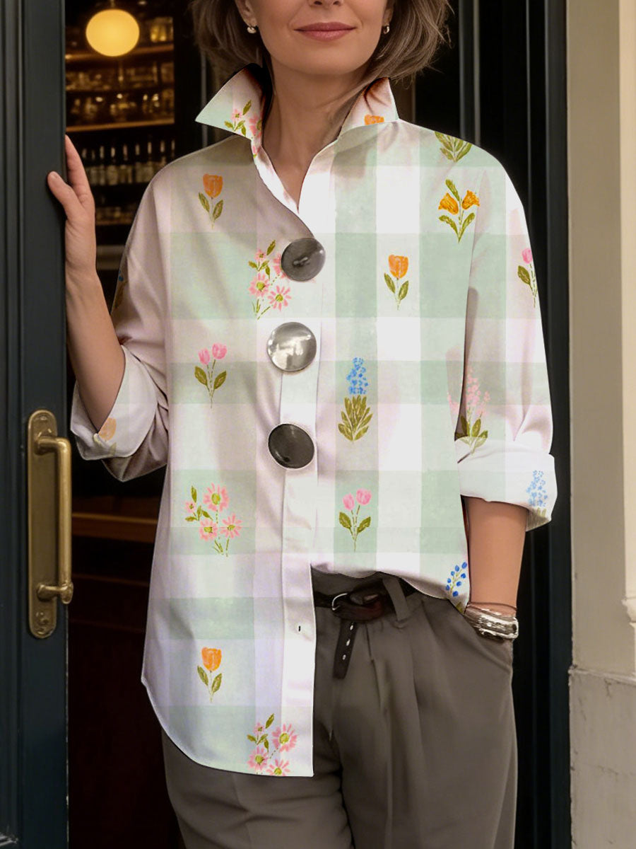 Women's Retro Flowers Casual Shirt