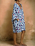 Women's Leopard Print V-neck Pocket Dress