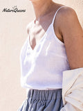 Ladies Cotton Linen V-Neck Casual Camisole