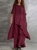 Casual Long Top And Pants Two-piece Set