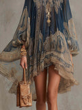 Women's Bohemian-print Chiffon High-neck Dress