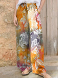 Retro Tie-dye Paisley Print Wide-leg Pants — Laid-back Vacation-style Casual Trousers