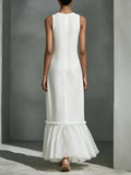 Women's Minimalist High-end Style White Sleeveless Mermaid Gown