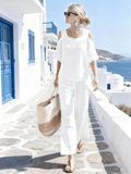 Women's Casual Off-The-Shoulder Short-Sleeved Suit Set