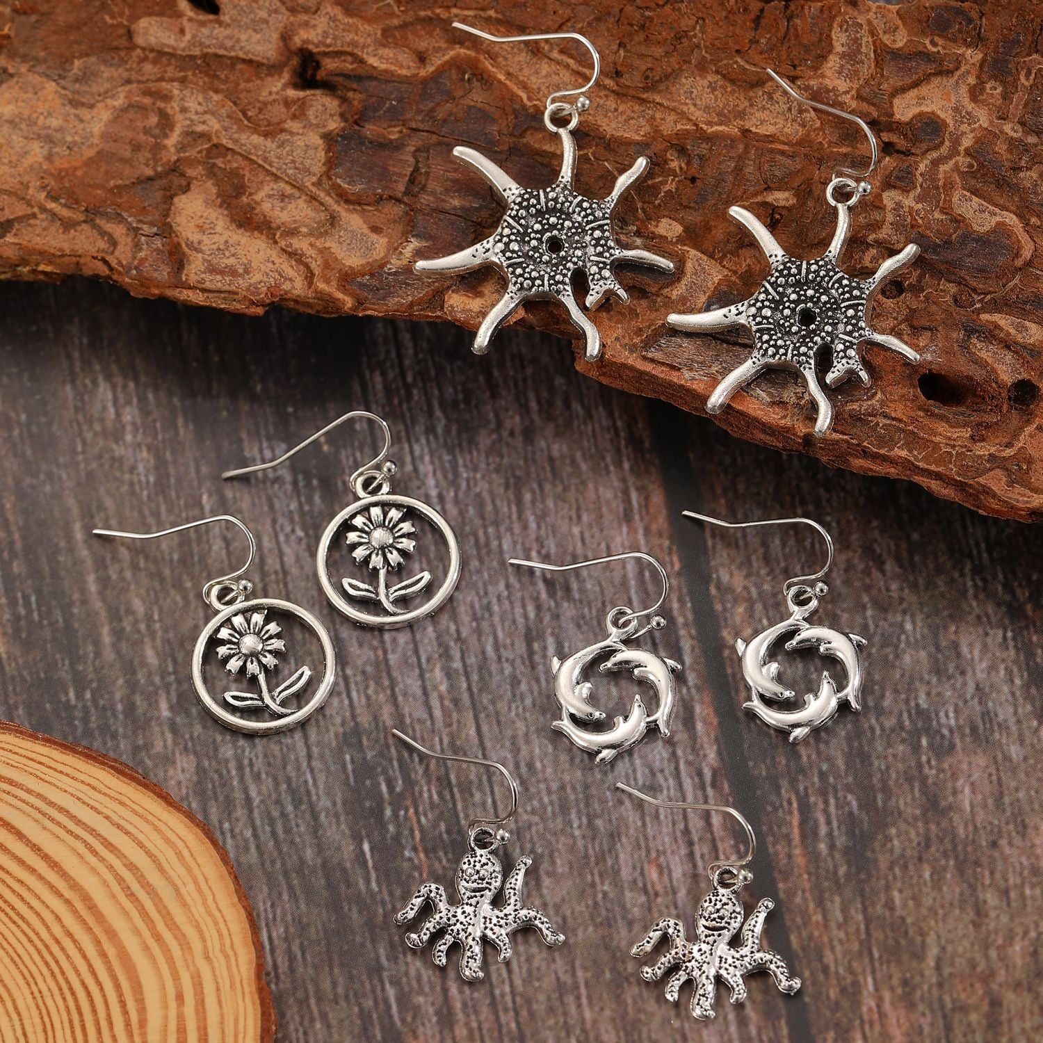 Ancient Silver Dolphin Earrings