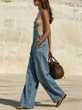 Women's Casual Wide-leg Denim Overalls
