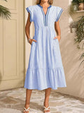 Women's Striped Art Casual Elegant Stylish Short Sleeve Dress