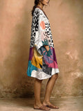 Women's Leopard Print V-neck Pocket Dress