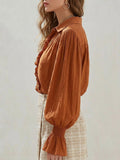 Women's Ruffled Art Casual Stylish Cotton Linen Long Sleeve Shirt