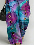 Women's Vintage Art Print Casual Fashion Cutout Jeans
